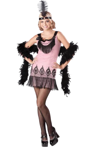 Womens Pink Flirty Flapper Costume