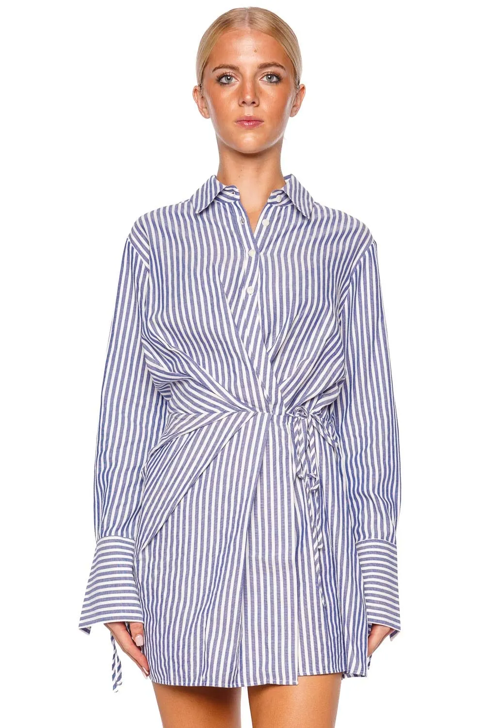 Yasmine Draped Shirt Mini Dress
