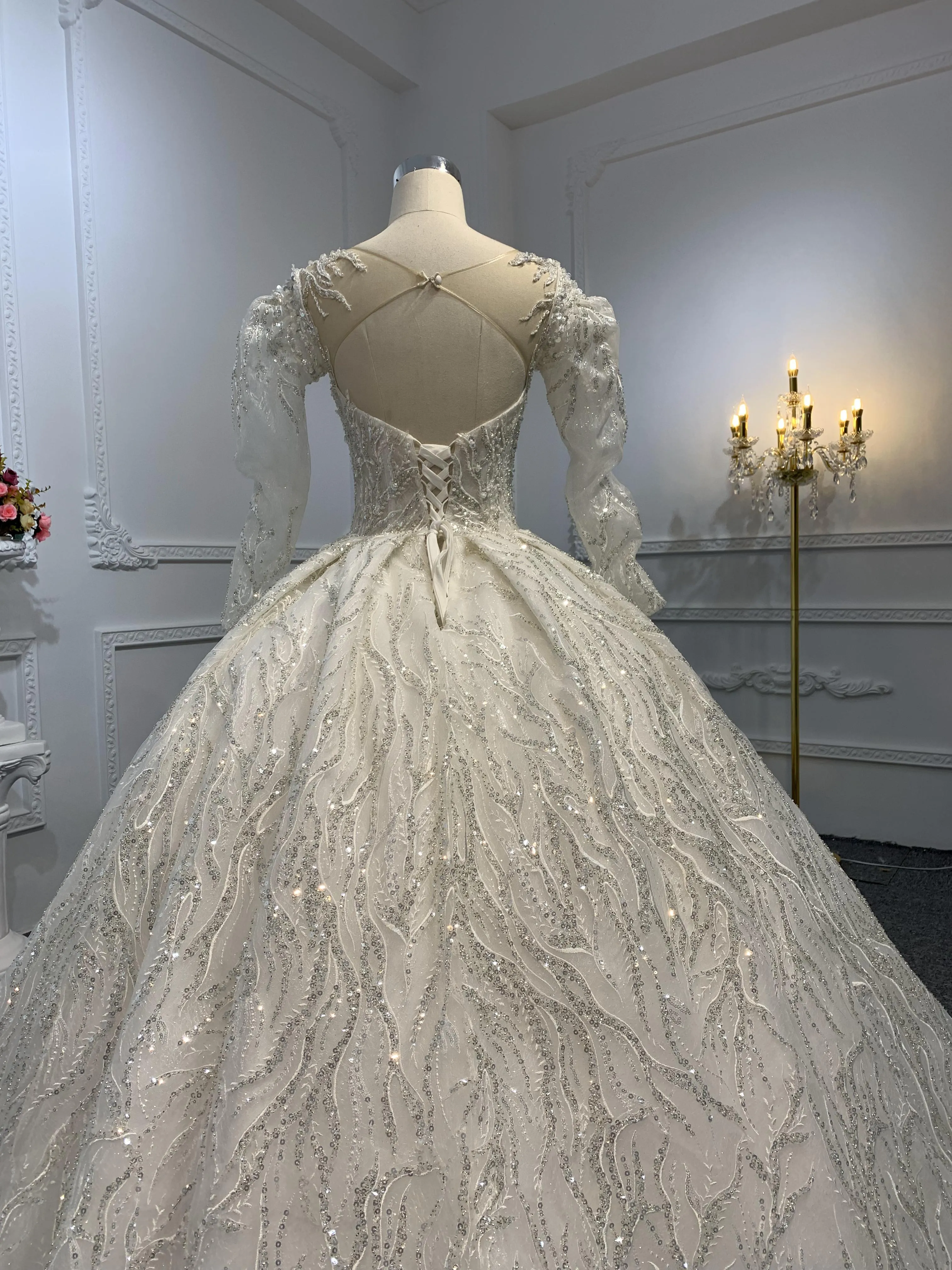 Z002-The Luxury Beading Ball Gown With Removable Sleeve