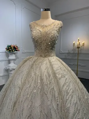 Z002-The Luxury Beading Ball Gown With Removable Sleeve
