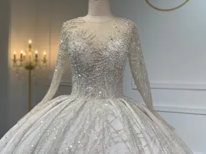 Z044- BYG luxury pearl beading ball gown with heavy lace