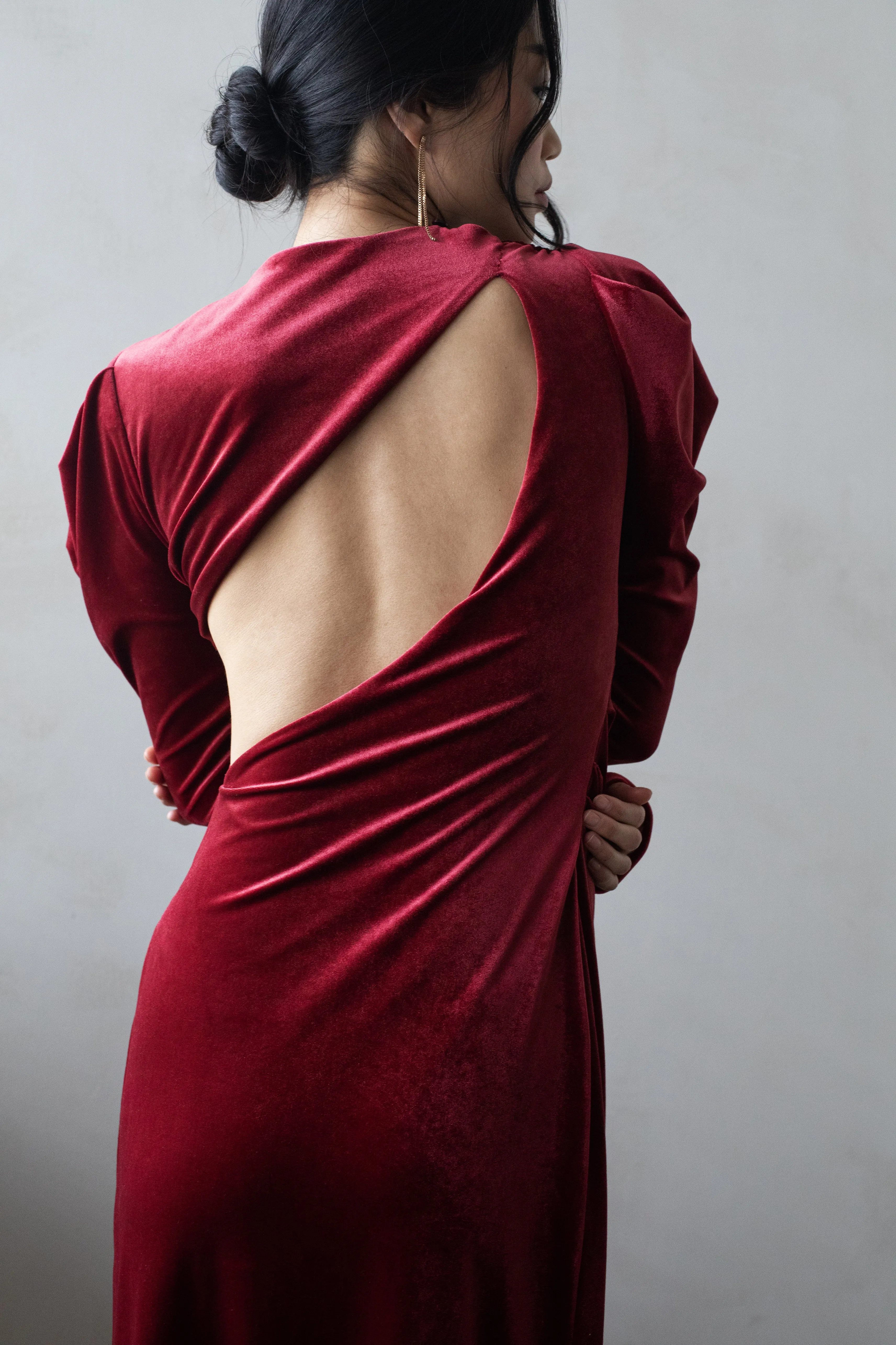 ZIMIL DRAPED MIDI DRESS RED TOPAZ